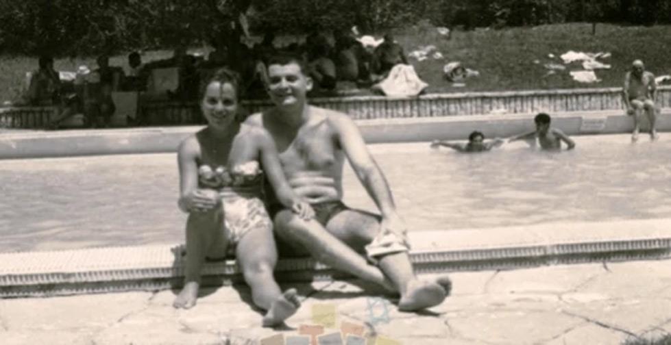 <p>Zvia and Danny Ludmer relaxing in the pool at the Beit Remez Convalescent Home in Zichron Yaakov, 1962. (copyright Israel Revealed to the Eye)</p>
